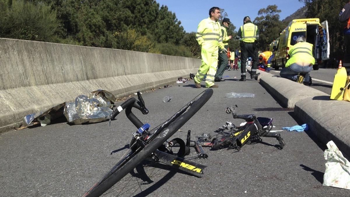 Accidente de un grupo de ciclistas en A Guarda, Pontevedra.