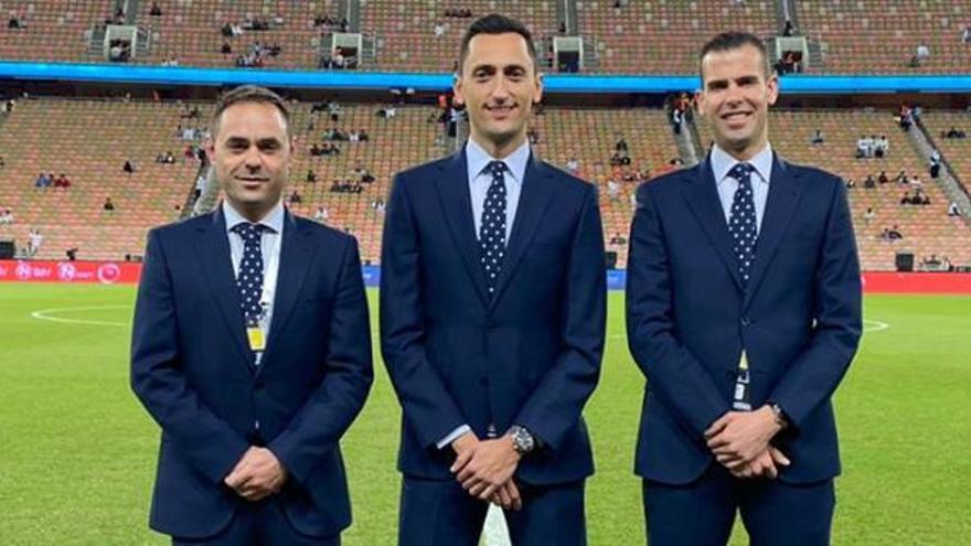 Gallego García, Sánchez Martínez y Cabañero Martínez en el estadio