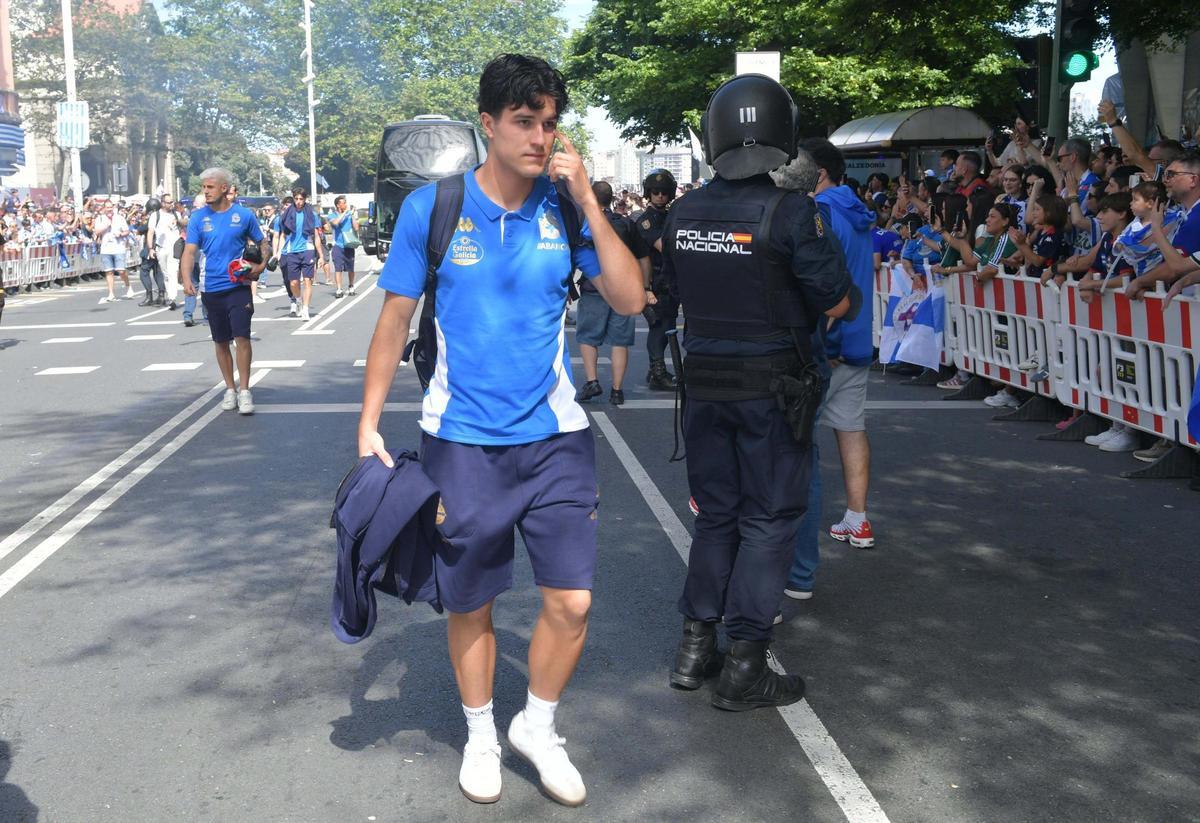 Llegada de los jugadores a Riazor