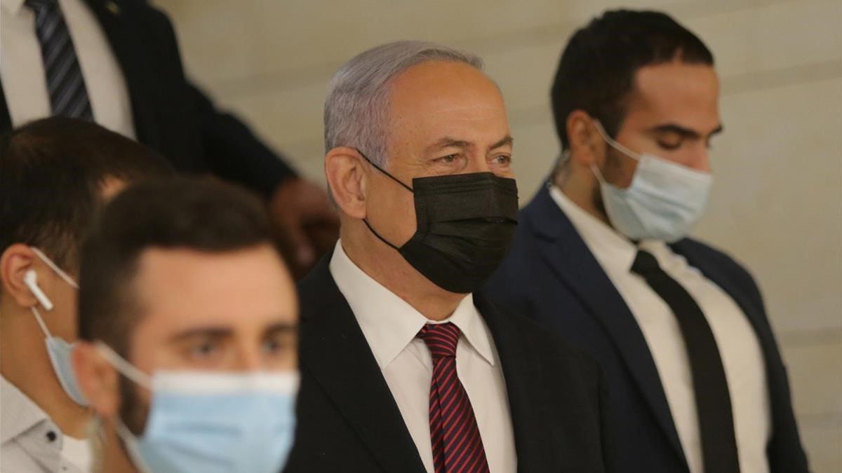 El primer ministro israelí, Binyamin Netanyahu, a su llegada este miércoles a la Knesset.