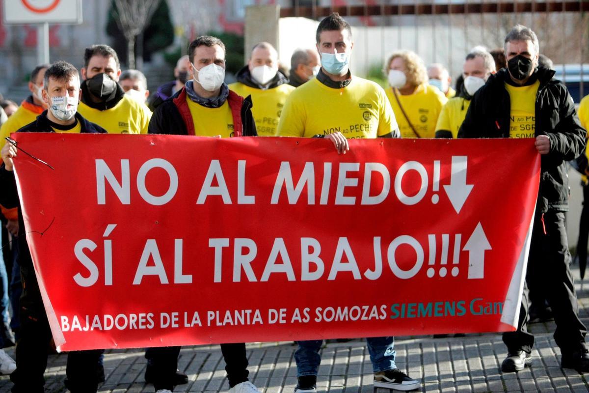 Trabajadores de Siemens Gamesa en una protesta. Foto: Efe