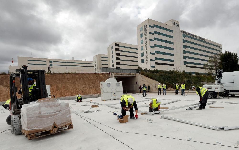 Empieza el montaje del hospital de campaña de València en la Fe