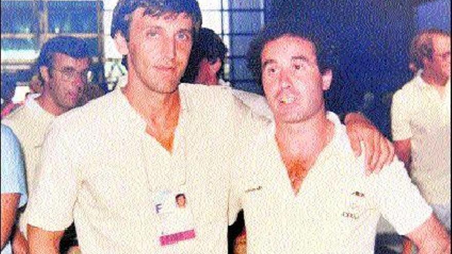 Herminio Menéndez y Corsino Fernández, en la villa olímpica de Los Ángeles-84.