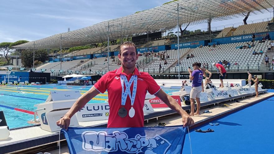 Pedro Serrano, doble podio con España en el Europeo máster de natación