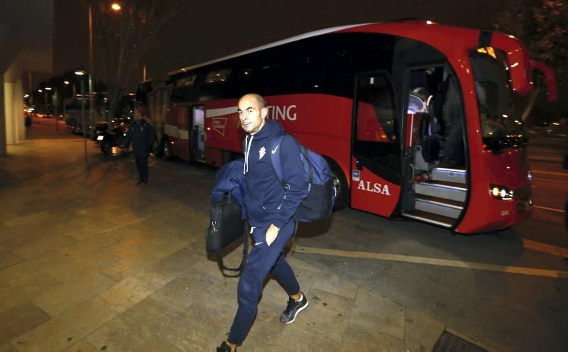 Llegada del Sporting a Zaragoza