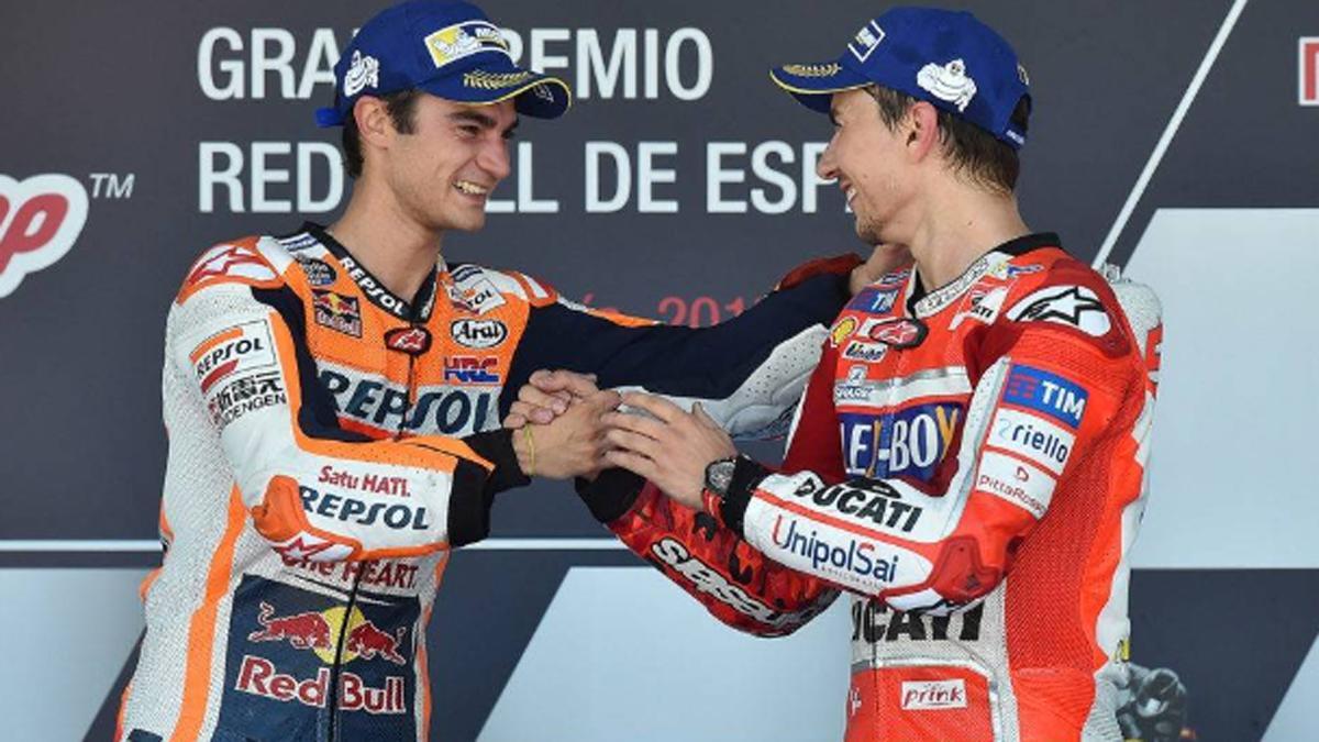 Pedrosa y Lorenzo, en un podio