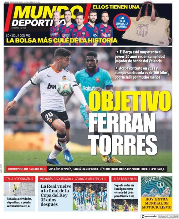 Portada MUNDO DEPORTIVO jueves 5 maro 2020