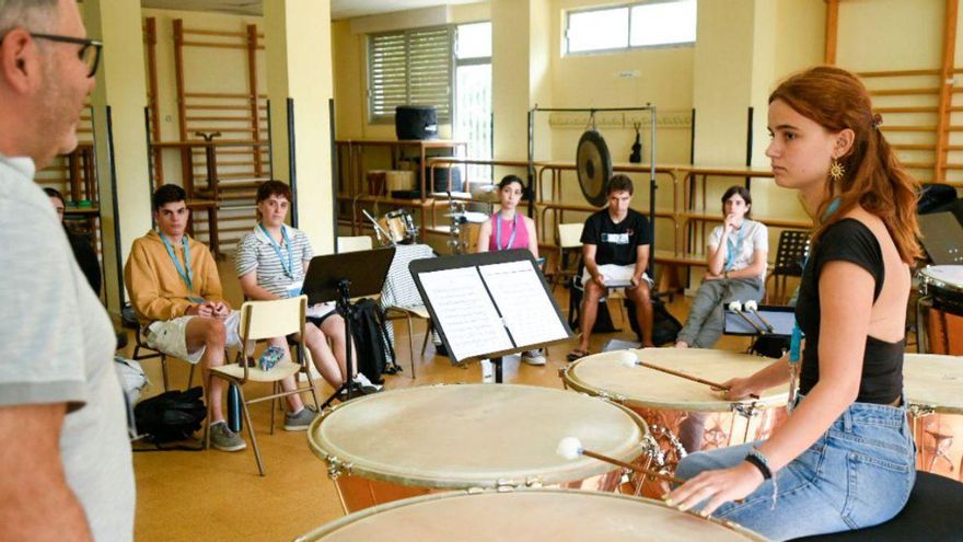 Unha das clases de onte 
no colexio de Merza.