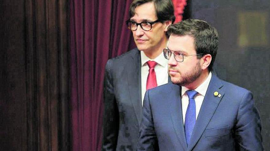 Pere Aragonès i Salvador Illa, dijous al Parlament | EFE