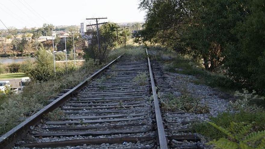Unas vías al paso de la línea férrea en Zamora.