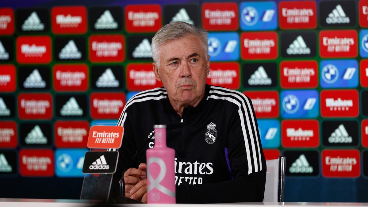 El entrenador del Real Madrid, Carlo Ancelotti, en rueda de prensa.