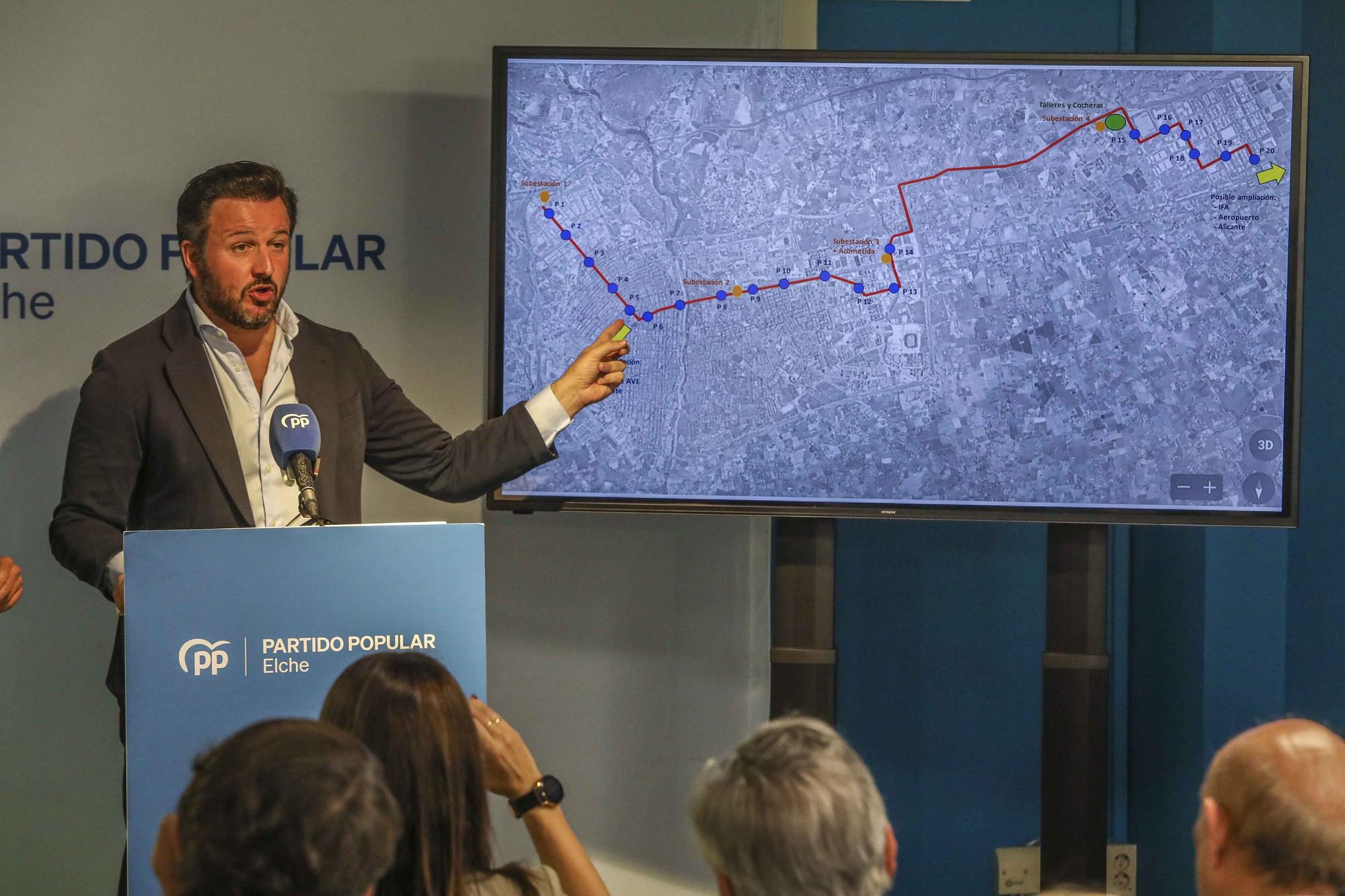 El PP promete que el tranvía circulará por Elche en cuatro años