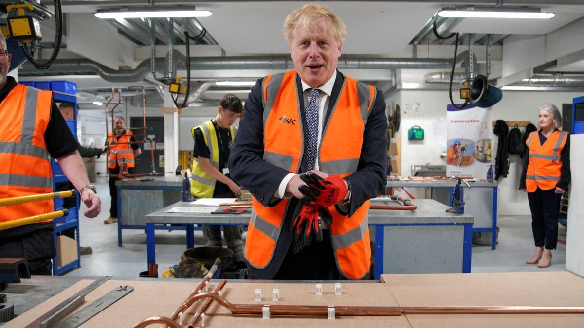 El primer ministro británico, Boris Johnson, en Blackpool.