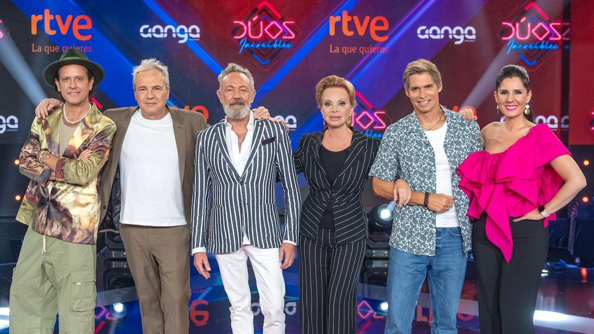 Coti, David Summers, Rafa Sánchez, Paloma San Basilio, Carlos Baute y Diana Navarro en la presentación de Dúos Increíbles Coti, David Summers, Rafa Sánchez, Paloma San Basilio, Carlos Baute y Diana Navarro en la presentación de Dúos Increíbles