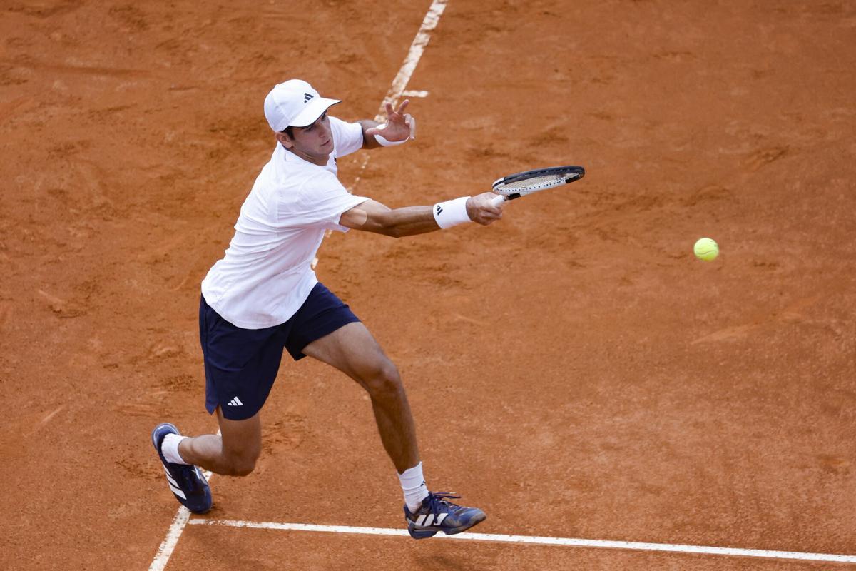 ROME (Italy), 12/05/2026.- Rafael Jodar of Spain in action during his men's singles match against Learner Tien of the USA at the Italian Open tennis tournament in Rome, Italy, 12 May 2026. (Tenis, Italia, España, Roma) EFE/EPA/FABIO FRUSTACI