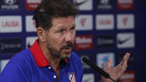 Simeone, en rueda de prensa, previa al encuentro liguero del domingo contra el Girona.