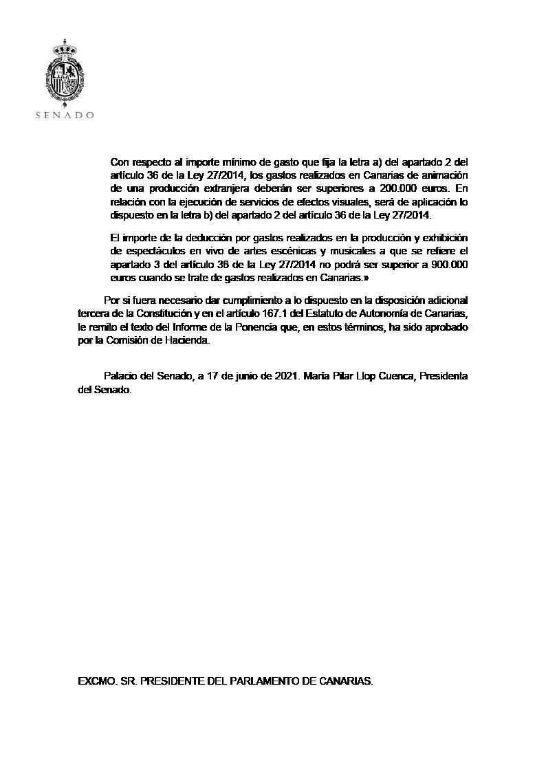 La presidenta del Senado advierte a Canarias de que se va a cambiar el REF