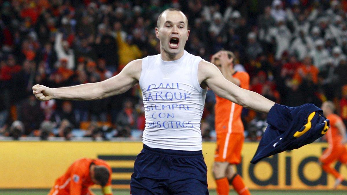 Andrés Iniesta celebra el gol que dio a España el Mundial de 2010.