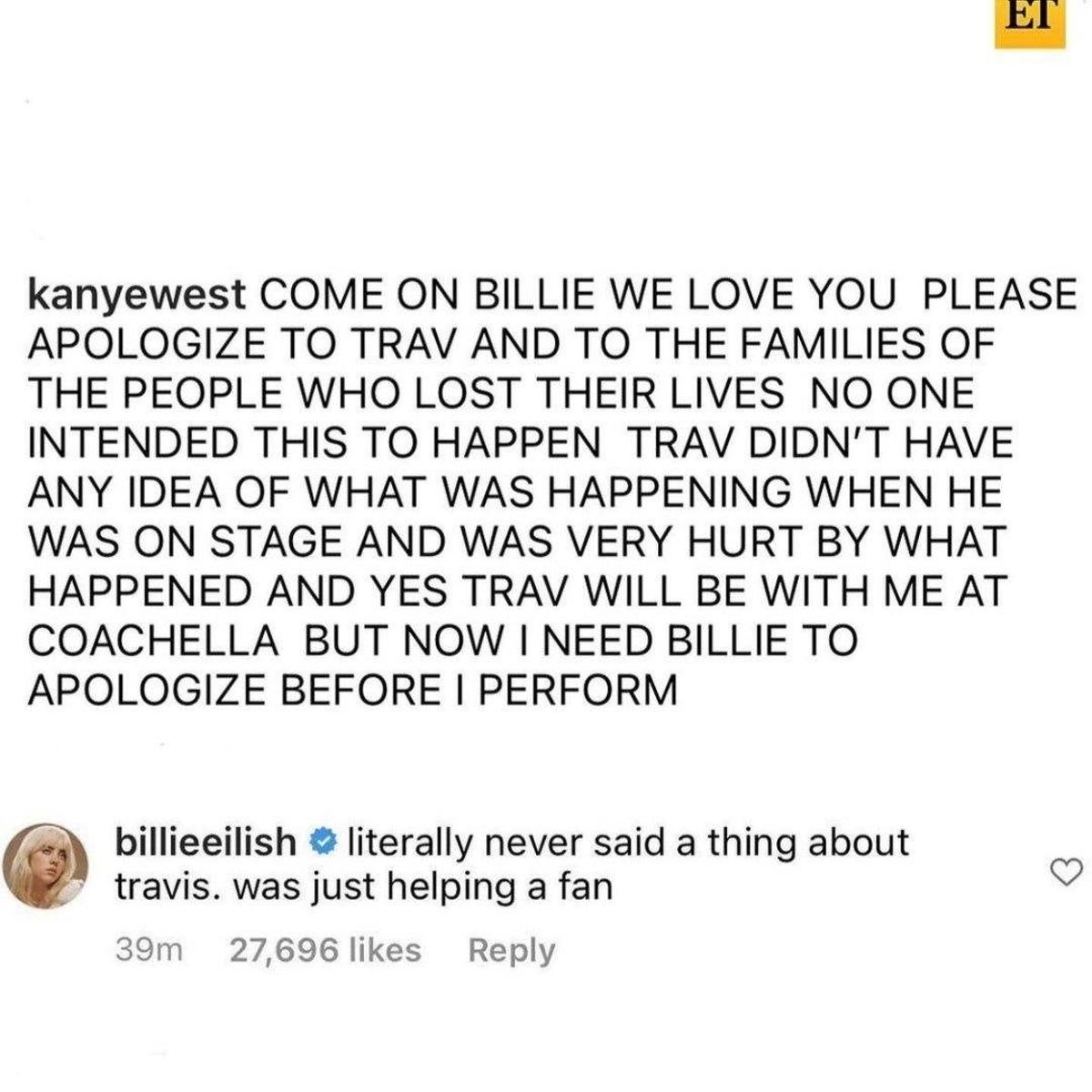 Kanye contra Billie en redes sociales