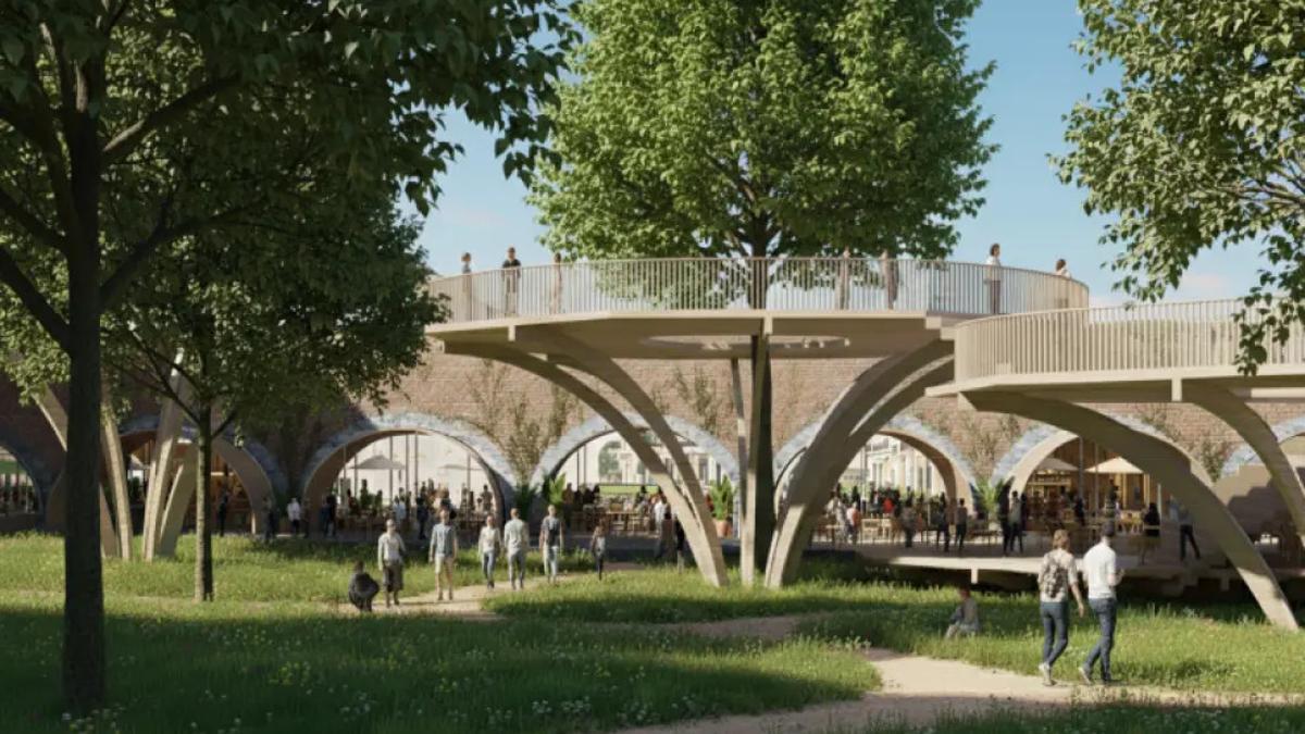 Recreación de las pasarelas en altura de 'Amaniel en Vivo', la propuesta ganadora del concurso.