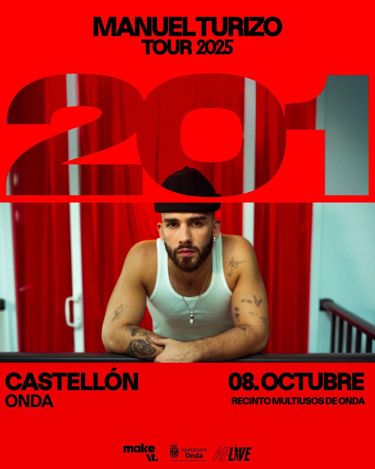 Cartel del concierto de Manuel Turizo en Onda este octubre.