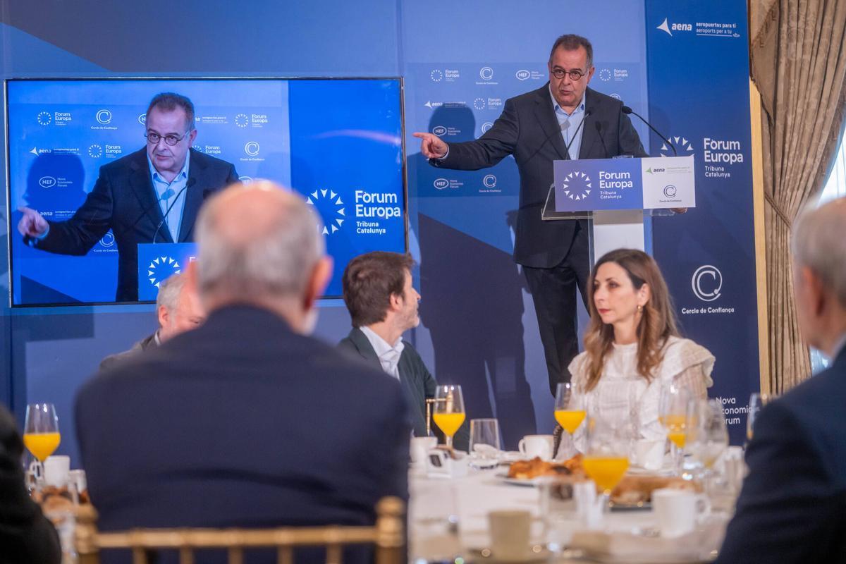 Barcelona 09/03/2026 Economia. Conferencia de Albert Sáez,director de EL PERIÓDICO, en el Fòrum Europa Tribuna Catalunya. Hotel Palace. AUTOR: JORDI OTIX