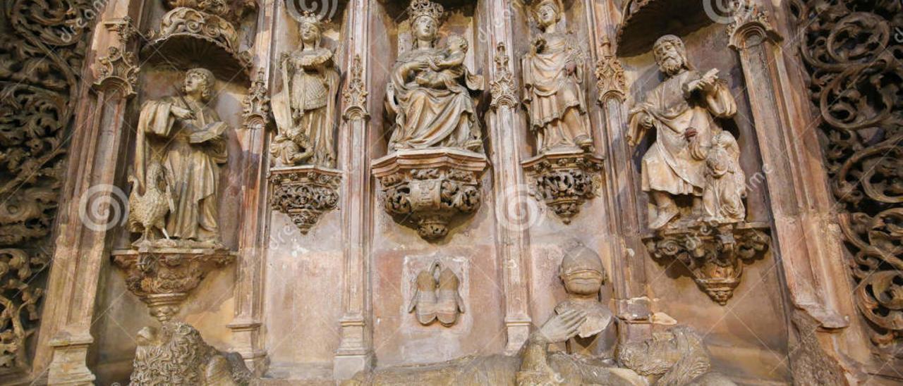 Sancho I O Poboador, trobador galego e segundo rei de Portugal. Estatua xacente e túmulo en Santa Cruz de Coimbra.  // Cortesía da Biblioteca da Fundación Penzol, Vigo).