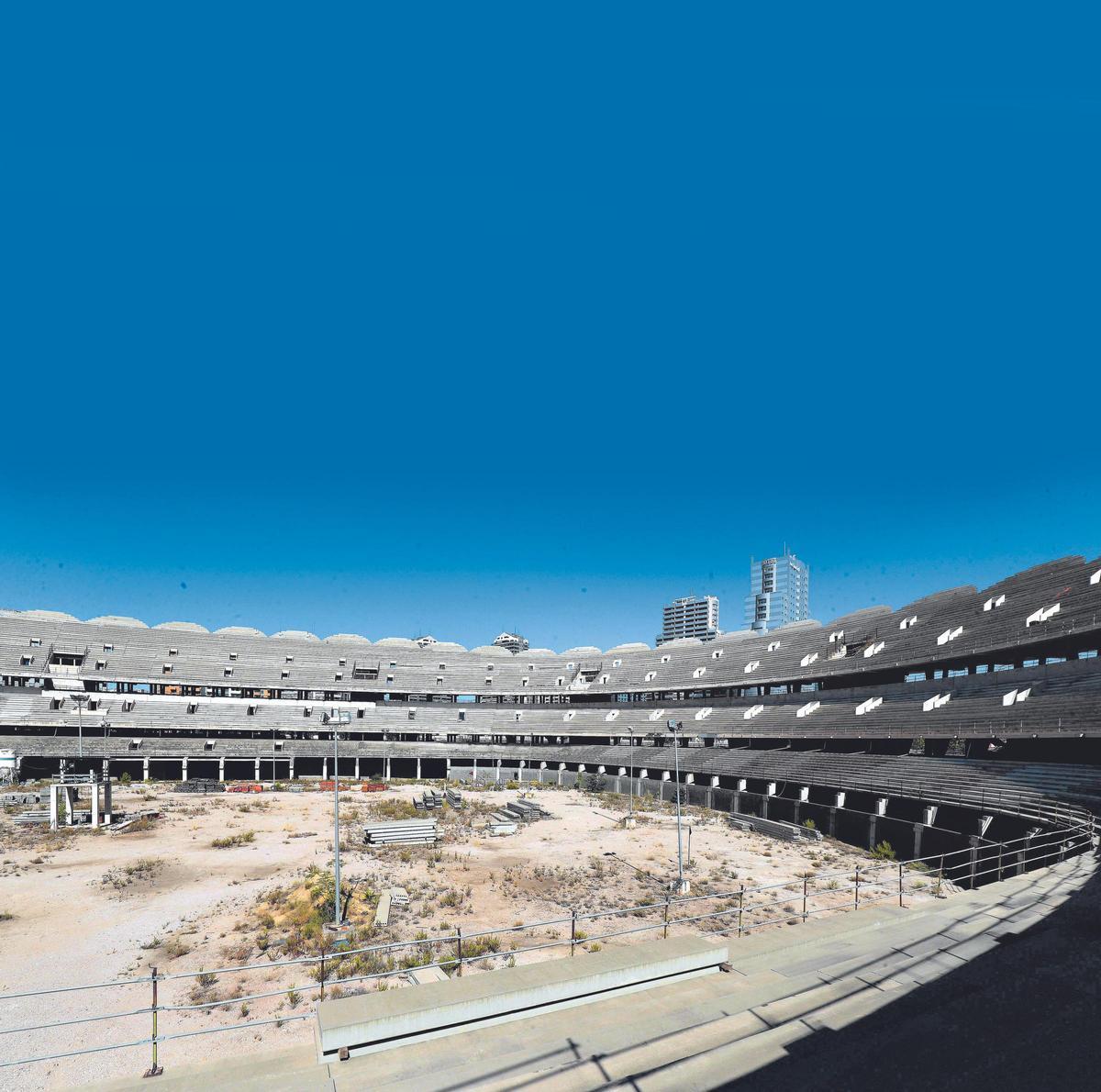 Imagen interior del Nou Mestalla, donde las obras llevan paradas desde 2009