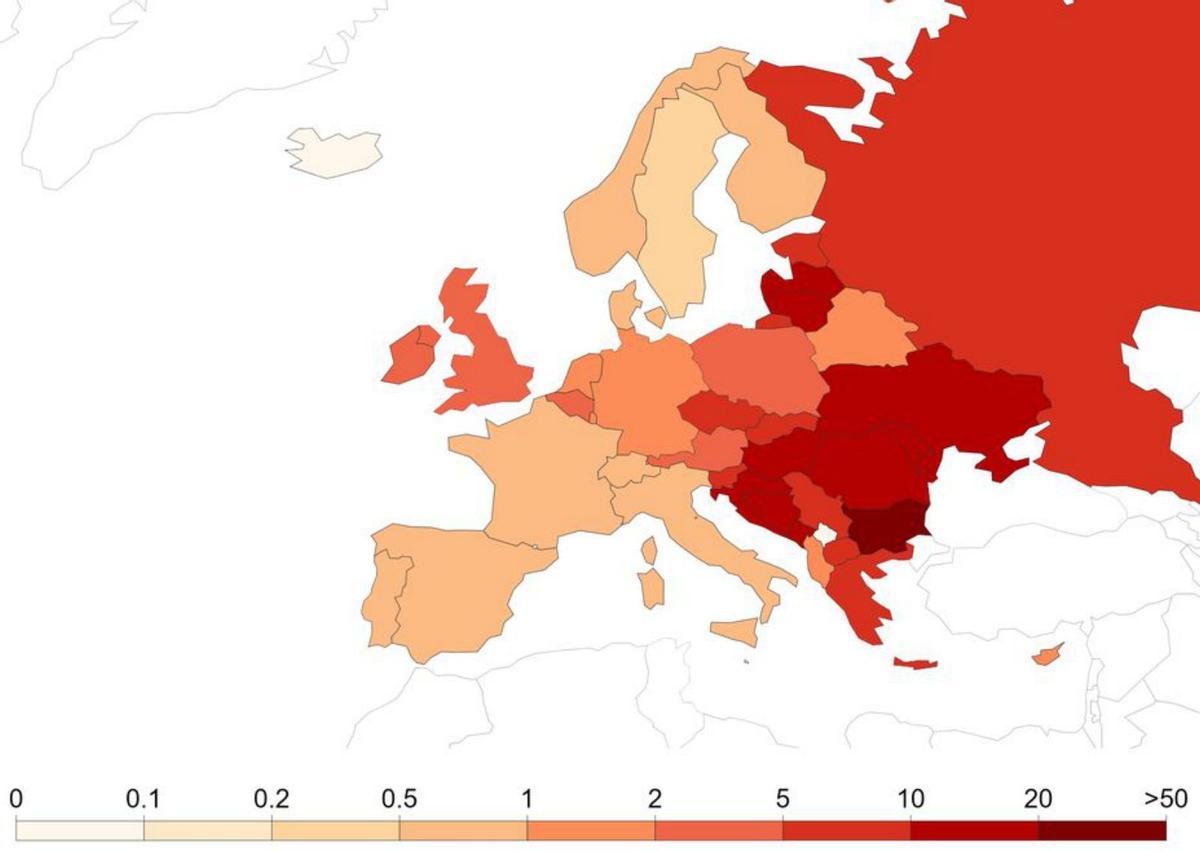 Dosis de vacuna por 100.000 habitantes