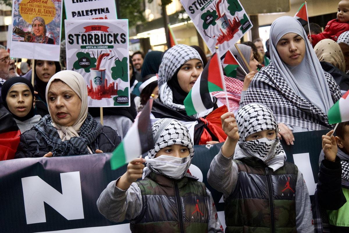 Manifestación contra el genocidio en Palestina en enero, en Murcia.