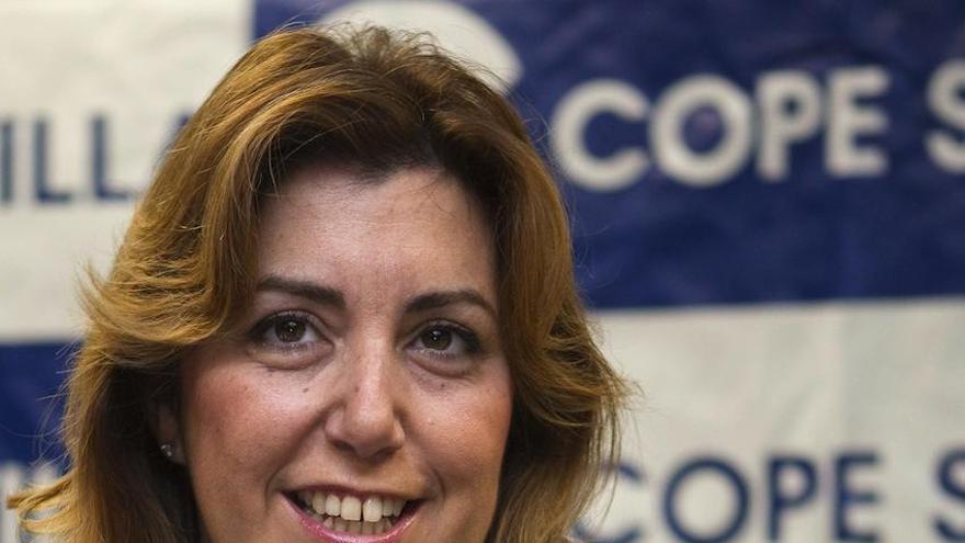 La presidenta de la Junta de Andalucía, Susana Díaz, esta mañana, durante una entrevista en la COPE.