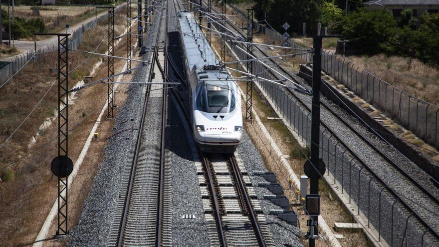 Un tren de la línea del AVE Madrid-Galicia a su paso por Zamora. | N. R.