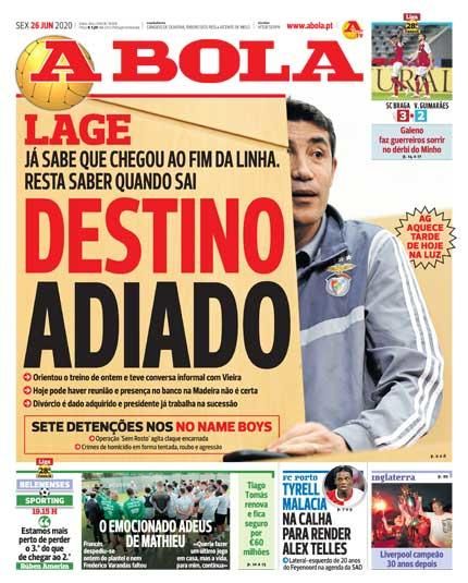 Portada A BOLA viernes 26 junio 2020