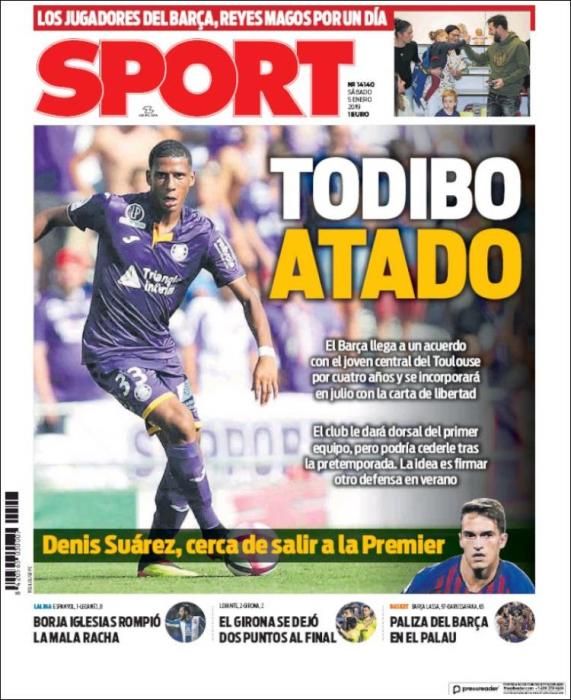 Portada SPORT sábado 5 enero 2019