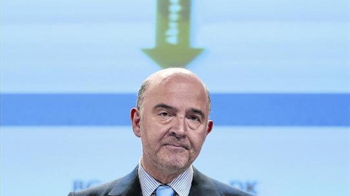 El comisario Pierre Moscovici, durante la presentación de las recomendaciones de la CE.