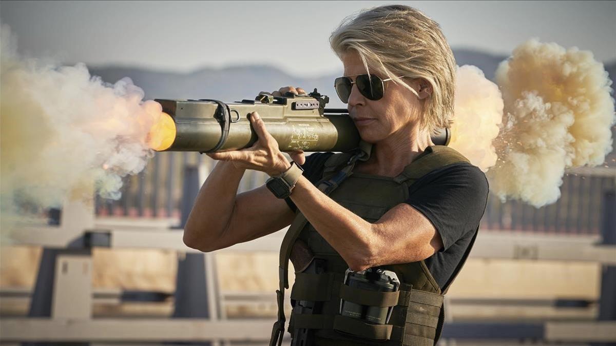 Linda Hamilton, en un fotograma de 'Terminator: Destino oscuro'