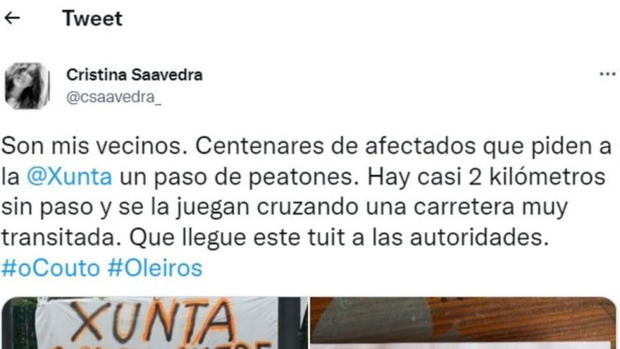 La periodista Cristina Saavedra apoya a los residentes en O Couto