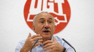 GRAF5092 MADRID, 2/9/2019.- El secretario general de UGT, Pepe Álvarez, durante el encuentro que mantuvo hoy lunes en la sede de UGT, con los medios de comunicación para analizar la actualidad socioeconómica y repasar sus propuestas para los próximos meses.EFE/David Fernández