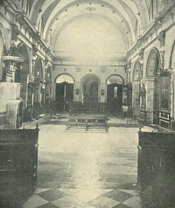 Vista de la nave de la Iglesia en 1919