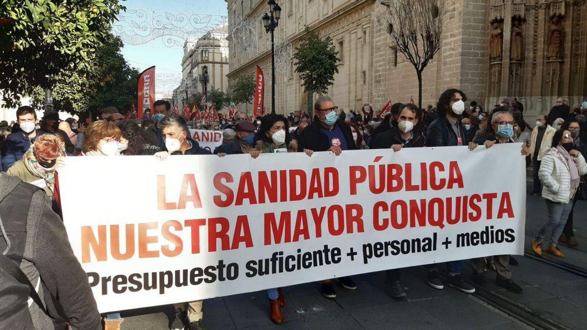 Manifestación en defensa de la sanidad pública celebrada este fin de semana de Sevilla.