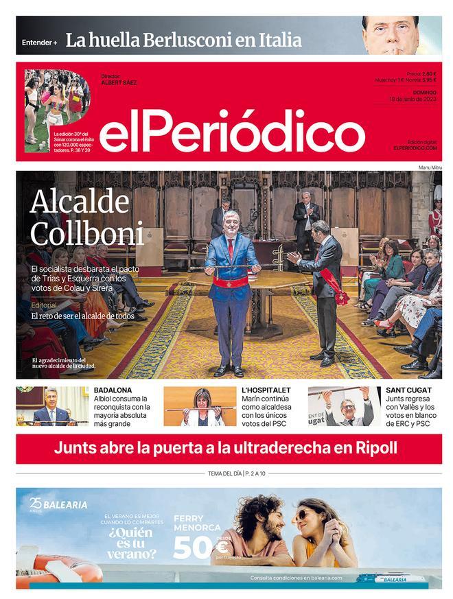 La portada d’EL PERIÓDICO del 18 de juny del 2023