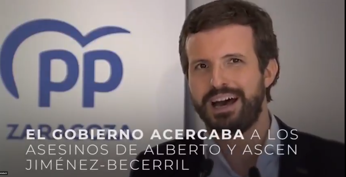 En un vídeo promocional contra los Presupuestos Generales, Pablo Casado, líder del PP, alude a los asesinatos de ETA.