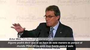Artur Mas creu que no té sentit que Puigdemont i Junqueras competeixin pel mateix espai electoral.