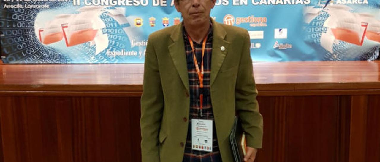 Pedro Cabrera, ayer, en el salón de actos del Cabildo de Lanzarote.