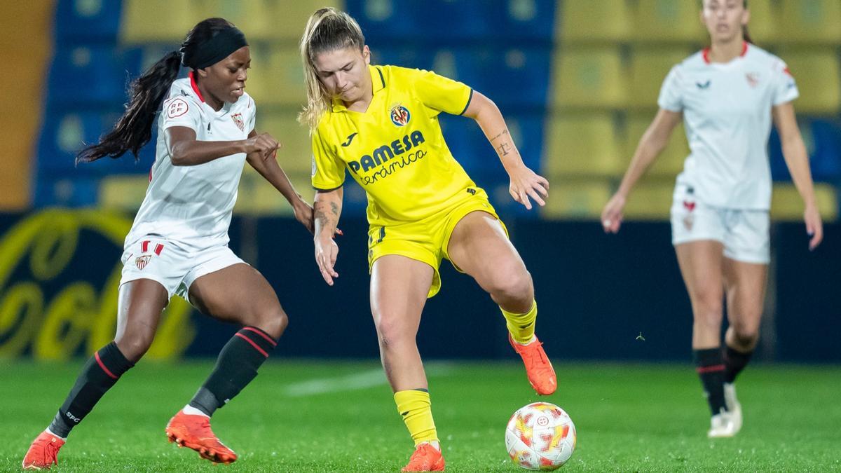 Claudia Iglesias durante el encuentro de Copa de la Reina frente al Sevilla