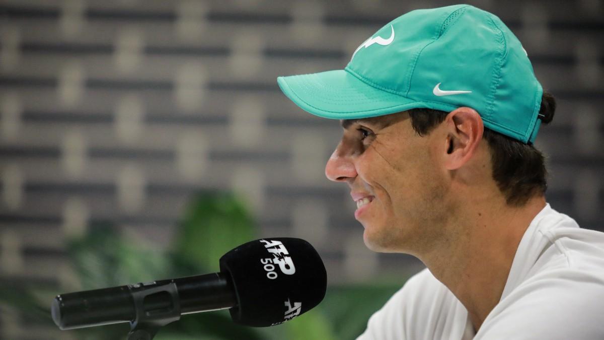 Nadal, durante la rueda de prensa de Acapulco