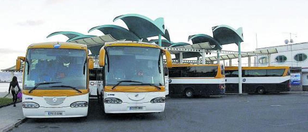 Varios autobuses de la empresa Monbus. |   // S. ÁLVAREZ