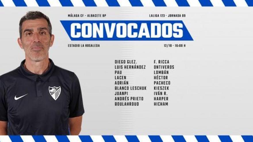 La lista de convocados para el partido con el Albacete