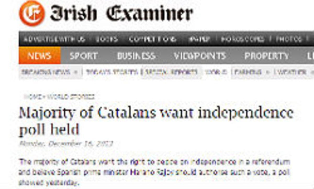 Captura de la notícia sobre la consulta publicada a l’’Irish Examiner’. Captura de la notícia sobre la consulta publicada a l’’Irish Examiner’.