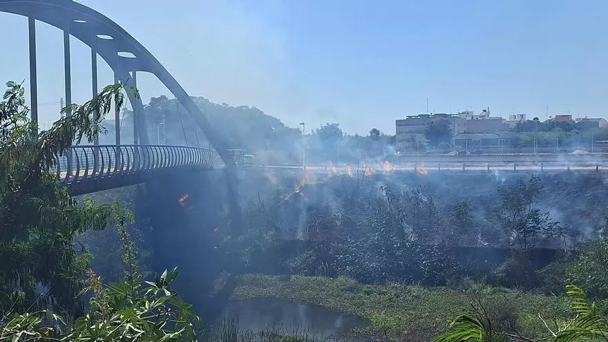Incendio de vegetación en el barranco del Carraixet